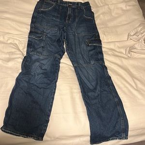 Zara cargo jeans, wide leg, dark rinse